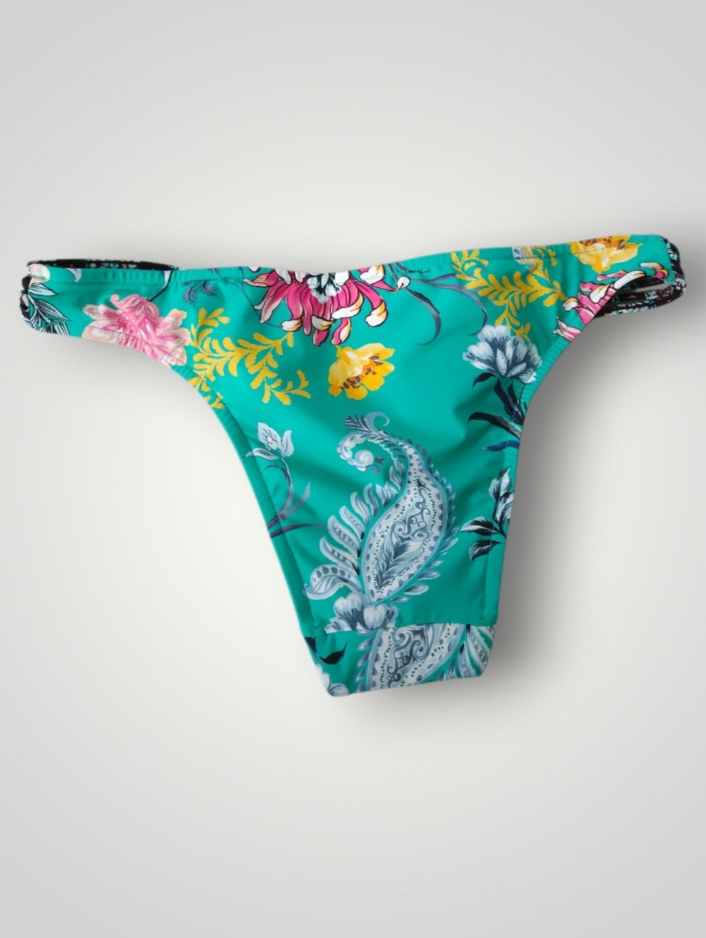 Seafolly Water Garden Multi Rouleau Brazilian Bikini Bottom 8 AU US 4 Evergreen - Picture 4 of 10